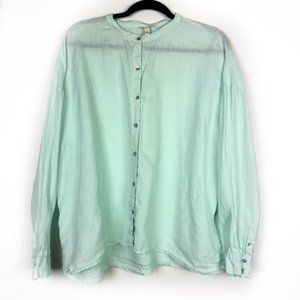 Eileen Fisher Organic Linen Mint Long Sleeve Top L